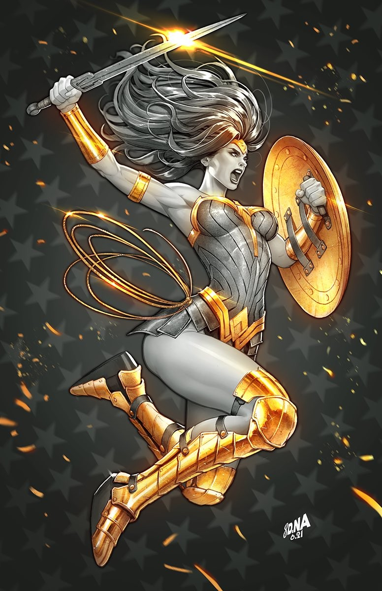 Wonder Woman: Black, White, & Gold Art Print (David Nakayama - Signed)